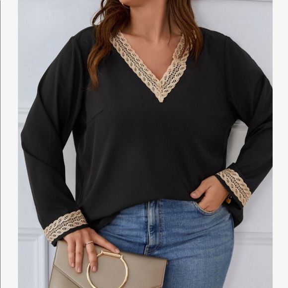 Boho sheer Mesh Lace Long Sleeve Top Shirt Blouse Black - Picture 4 of 12